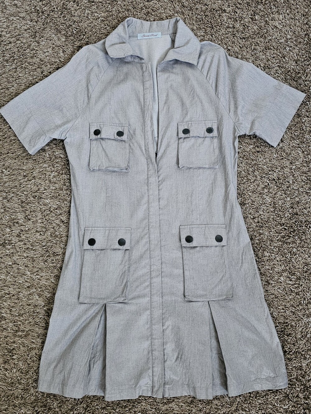 Geren Ford Women dress size M zipper pockets grey cotton casual summer office